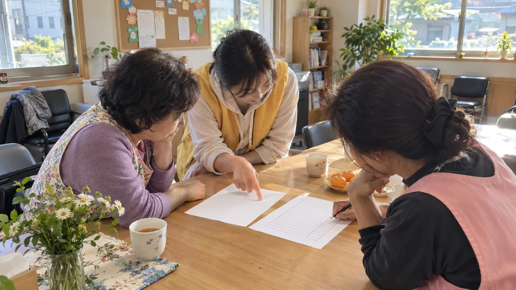 모임 안내문과 신청서를 함께 읽으며 ‘엄마 아빠’ 대신 보호자라는 표현으로 바꾸고 참여 범위를 점검하는 과정을 보여 줍니다. 주일예배 안내에도 같은 기준을 적용합니다.