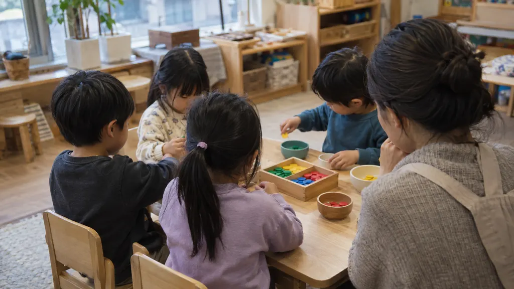 아이들이 가상의 돈을 활용해 예산을 나누고 선택 이유를 설명하는 활동 장면입니다. 실습 내용과 피드백 시점을 확인하는 상황을 보여 줍니다. — 실습 방식과 안전 조건(주니어 금융학교를 고를 때 확인하는 기준) 내용을 보여주는 사진