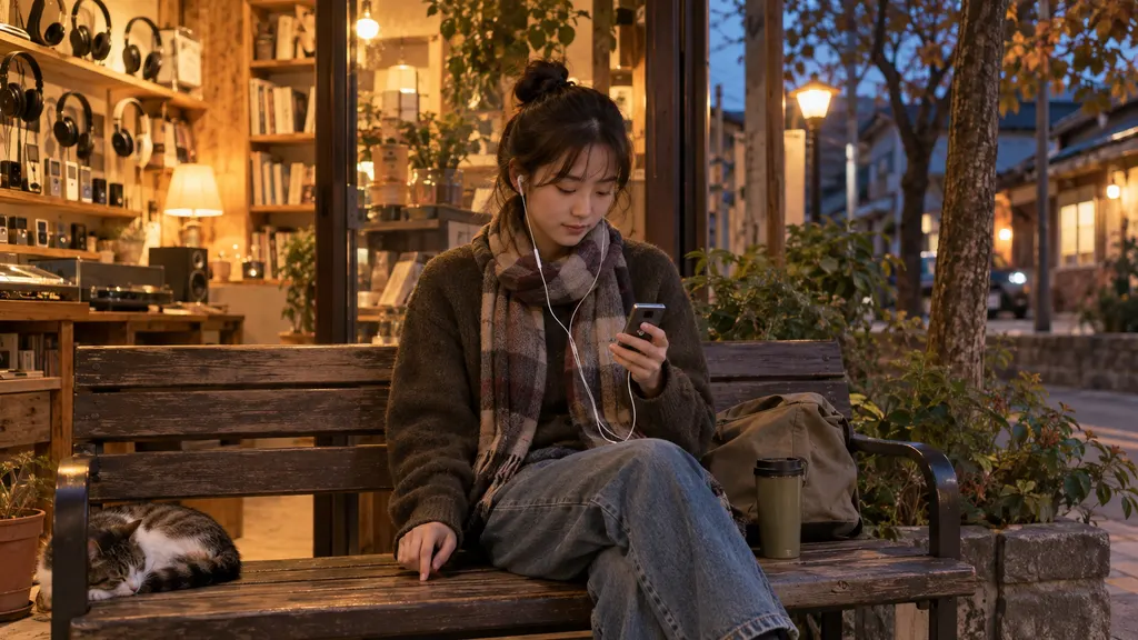 학습자가 짧은 영어 음성 구간을 느린 속도와 기본 속도로 번갈아 듣고 문장 경계를 손가락으로 짚으며 속도 차이를 기록한 뒤 자막을 나중에 확인하는 반복 훈련 장면입니다.