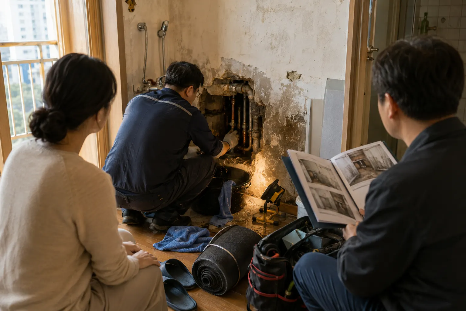 누수공사와 보험 상담