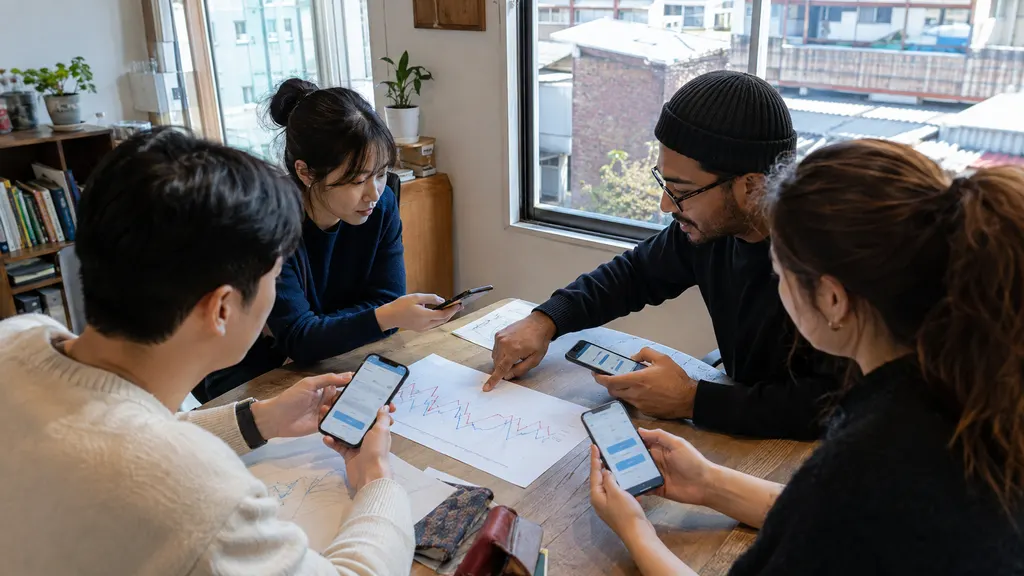 모바일앱의 기준 가격과 변경 가격을 나누고 결제 흐름을 비교하는 작업 장면입니다. AI 가격 엔진의 제안값과 적용 조건을 기록하는 과정을 함께 보여줍니다.