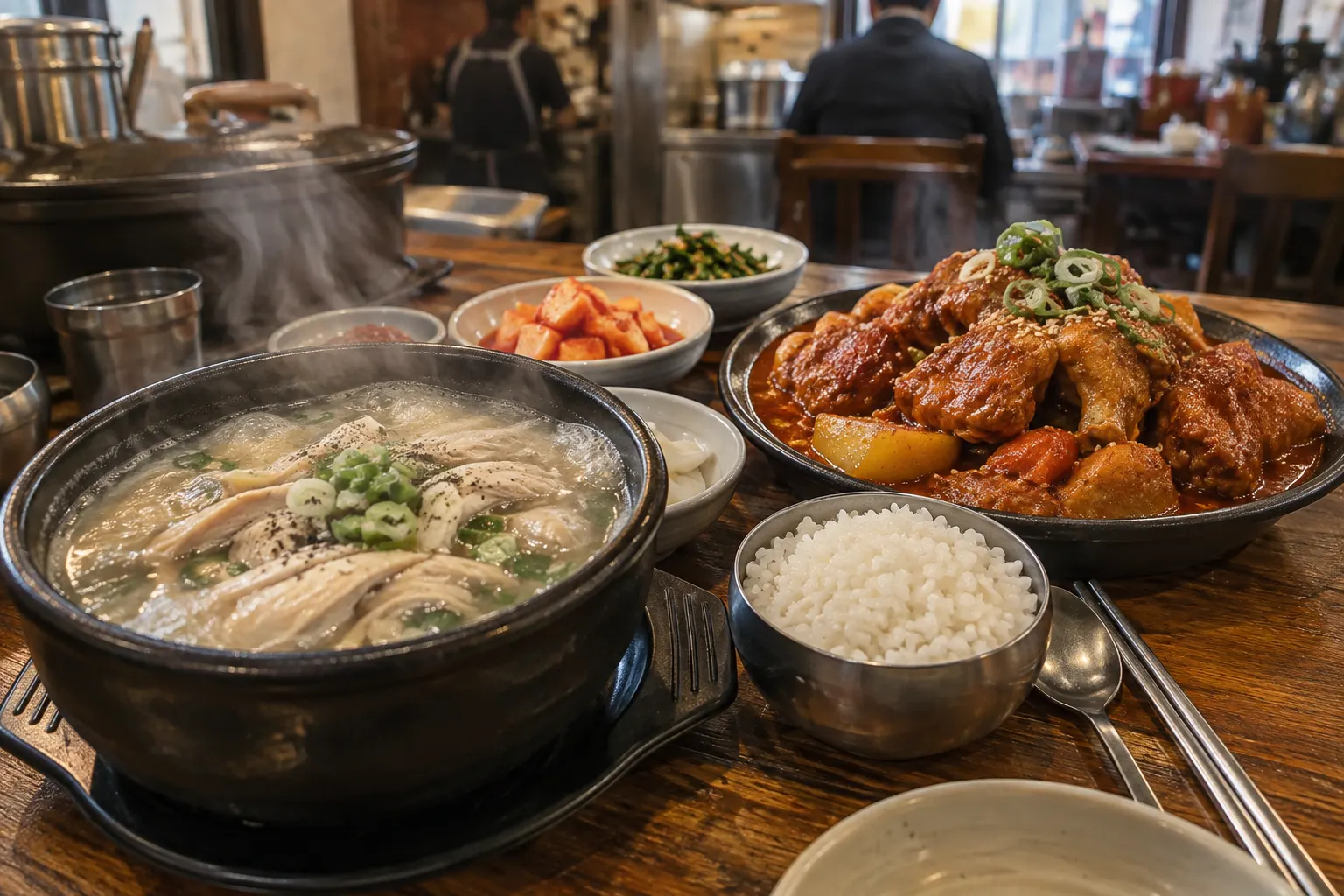 닭 요리를 원하는 식사와 국밥도 고려하는 식사