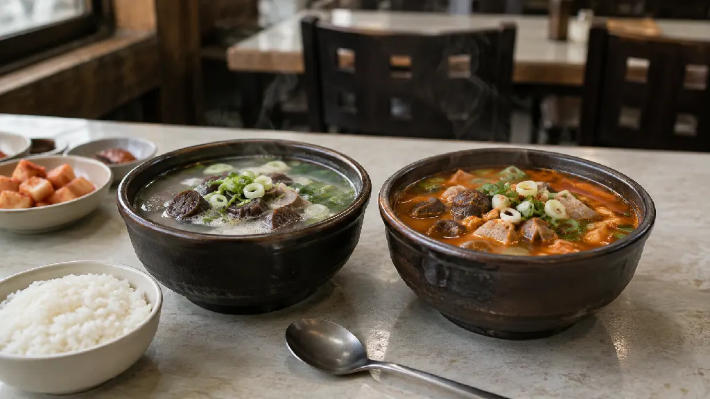 같은 순대국인데 맑은 국물과 얼큰한 국물은 어떻게 다를까? 설명 이미지