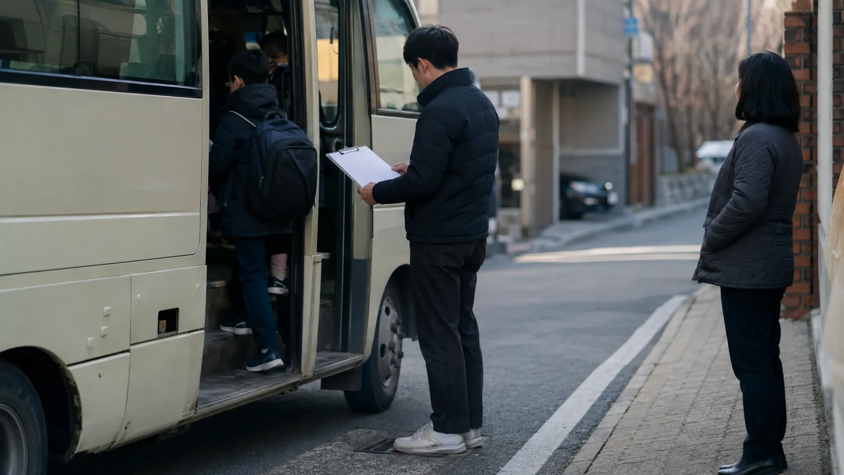 체험 당일 출결 확인과 버스별 인원 점검을 나누어 진행하는 이유 설명 이미지