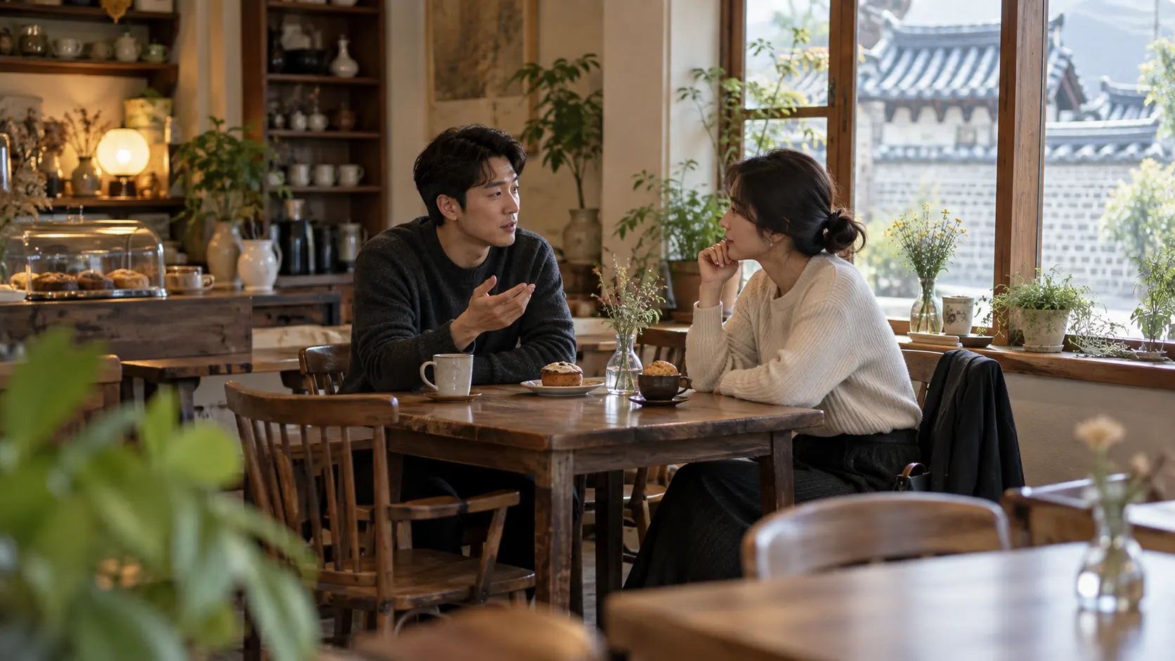 영어 대화에서 말의 속도만 듣지 않고 상대의 멈춤과 표정, 짧은 되묻기와 응답을 함께 파악하는 장면으로 소리와 맥락이 이해를 돕는 과정을 보여 줍니다.